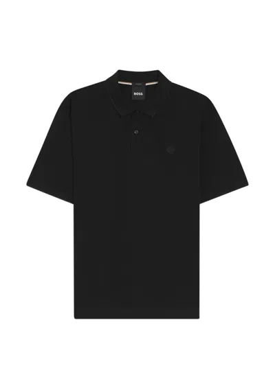 Hugo Boss Logo-detail Cotton Polo Shirt In Black