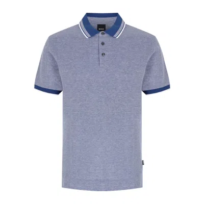 Hugo Boss Logo-detail Cotton Polo Shirt In Blue