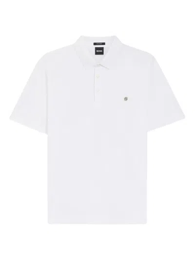 Hugo Boss Logo-detail Cotton Polo Shirt In White