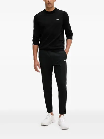 Hugo Boss Logo-detail Crew-neck Sweater In Black