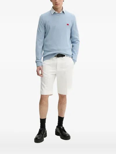 Hugo Boss Logo-detail Crew-neck Sweater In Blue