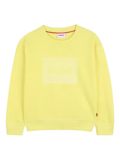 Hugo Boss Kids' Logo-detail Crew-neck Sweatshirt In Yellow