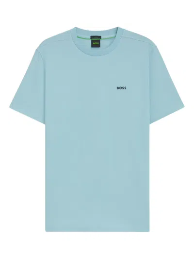 Hugo Boss Logo-detail Crew-neck T-shirt In Blue