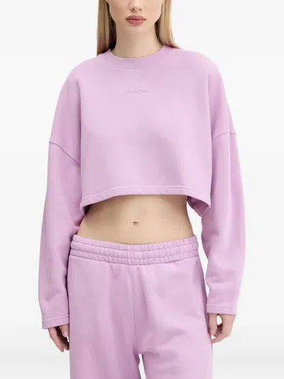 Hugo Boss Logo-detail Cropped Sweatshirt In Purple