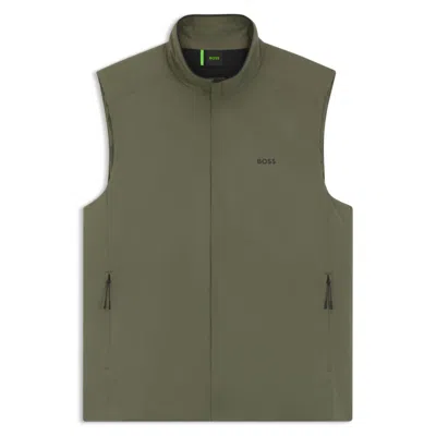Hugo Boss Logo-detail Gilet With Water-repellent Finish In Gray