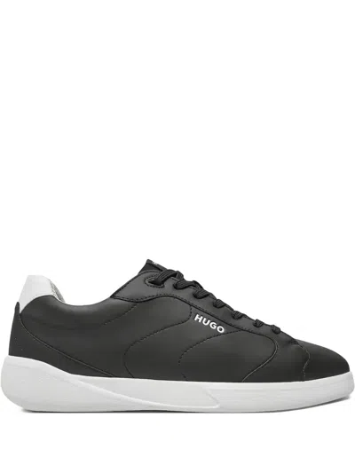 Hugo Boss Logo-detail Leather Trainers In Black