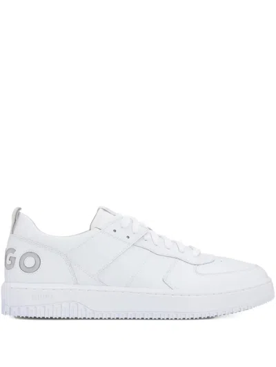 Hugo Boss Logo-detail Leather Trainers In White