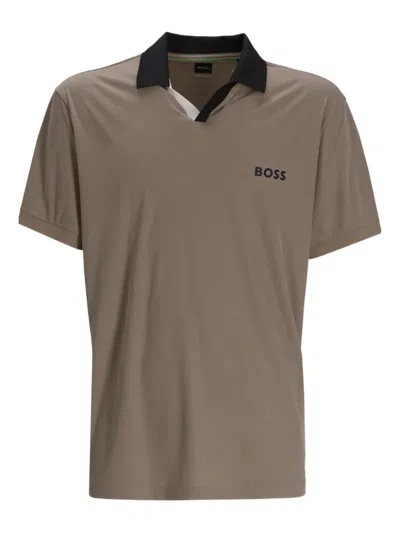 Hugo Boss Logo-detail Polo Shirt In Brown