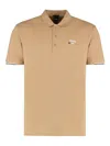Hugo Boss Cotton Polo With Tennis Inspired Graphics In Neutral
