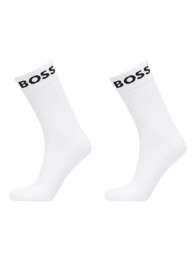 Hugo Boss Logo-detail Quarter Socks (pack Of Two) In White