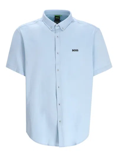 Hugo Boss Logo-detail Short-sleeve Shirt In Blue