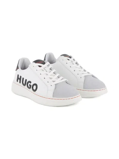 Hugo Boss Kids' Logo-detail Sneakers In White
