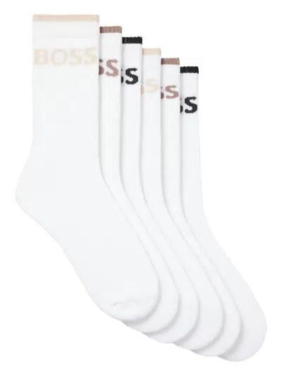 Hugo Boss Logo-detail Socks (pack Of Six) In White