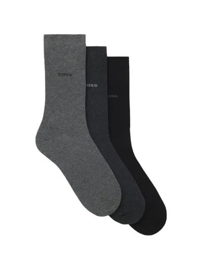 Hugo Boss Logo-detail Socks (set Of Three) In Black