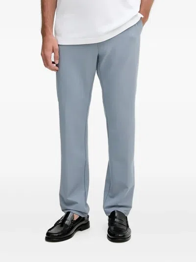 Hugo Boss Logo-detail Straight-leg Trousers In Gray