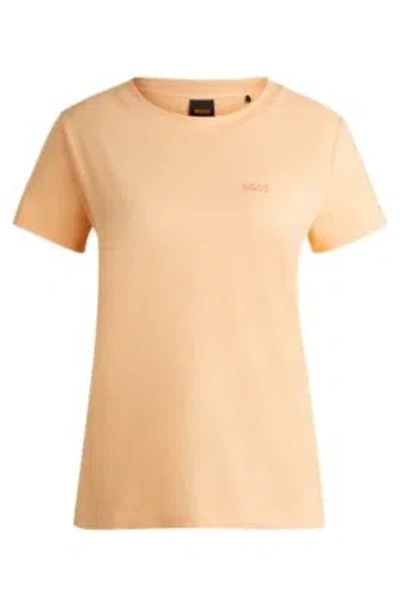 Hugo Boss Logo-detail T-shirt In Compact Cotton Jersey In Light Orange