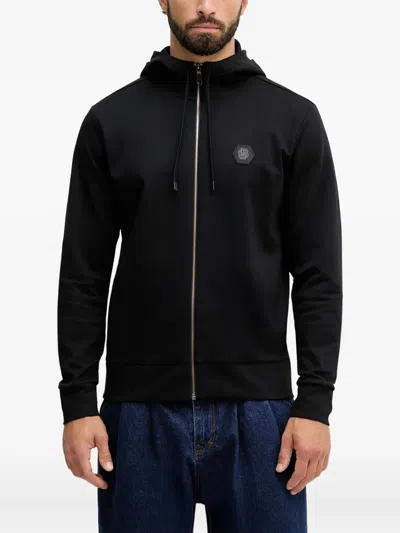 Hugo Boss Logo-detail Zup-up Hoodie In Black