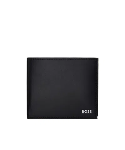 Hugo Boss Logo Details Double Fold Wallet In Black