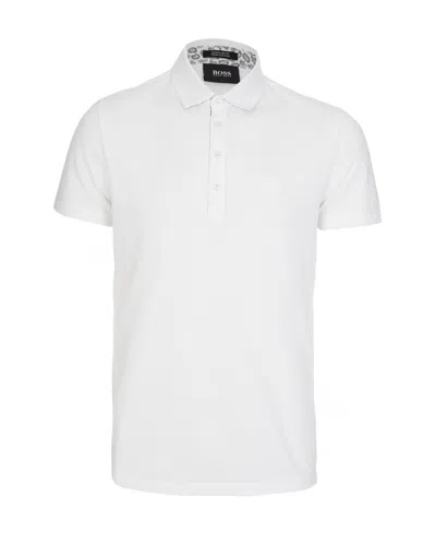 Hugo Boss Regular-fit Polo Shirt In Cotton And Linen In White