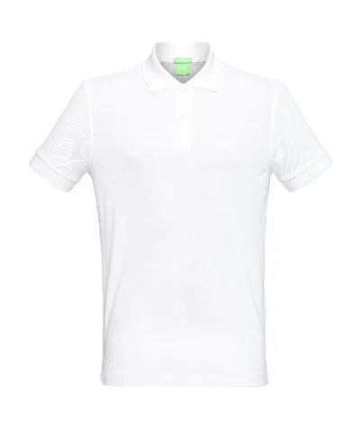 Hugo Boss Logo Details Polo Shirt In White