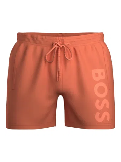 Hugo Boss Logo Drawstring Shorts In Orange