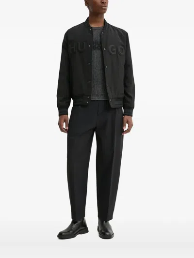 Hugo Boss Logo-embellished Bomber Jacket In Black
