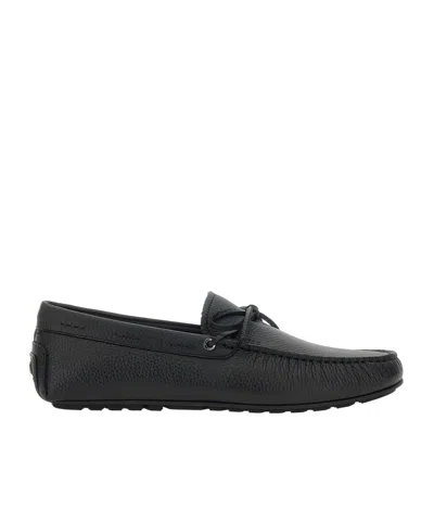 Hugo Boss Logo-embossed Boat Shoes In Black