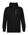 Hugo Boss Logo-embossed Cotton Blend Hooded Jacket In Black