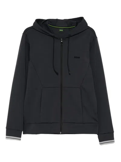 Hugo Boss Logo-embossed Hoodie In Black