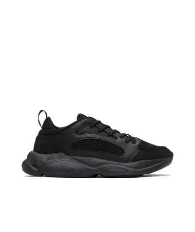 Hugo Boss Logo Embossed Lace-up Sneakers In Black