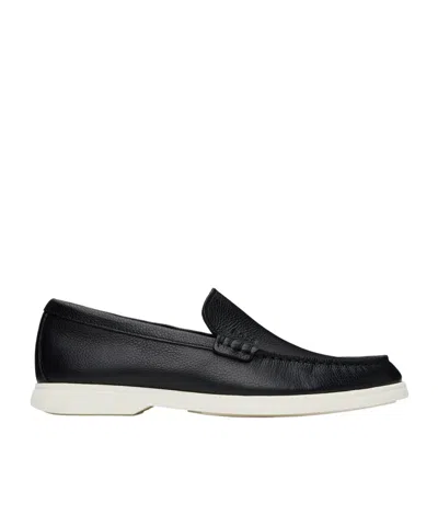 Hugo Boss Logo Embossed Loafers In 401-dark Blue