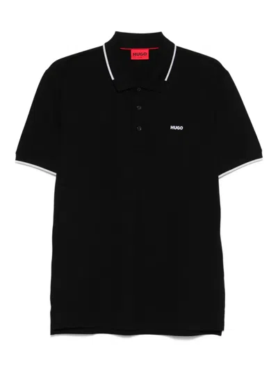 Hugo Boss Logo-embossed Polo Shirt In Schwarz