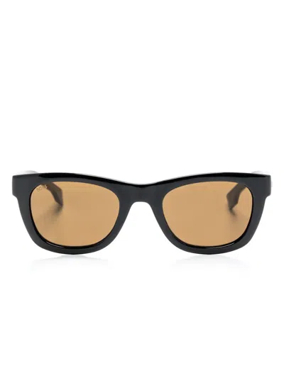 Hugo Boss Logo-embossed Square-frame Sunglasses In Black