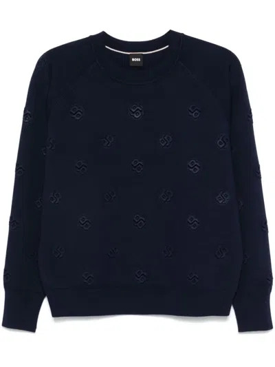 Hugo Boss Logo-embossed Jumper In Blue