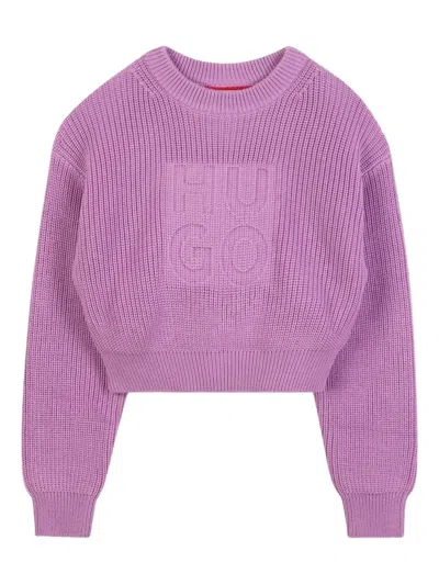 Hugo Boss Logo-embossed Sweater In Pink