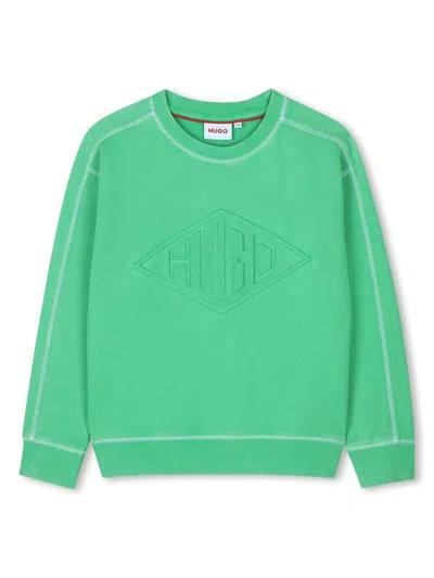 Hugo Boss Kids' Logo-embossed Sweatshirt In グリーン