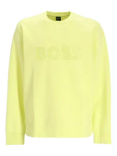 Hugo Boss Logo-embossed Sweatshirt In Yellow