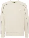 Hugo Boss Stretch-cotton Regular-fit Sweatshirt With Embossed Artwork In Neutrals