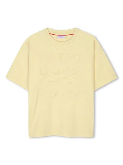 Hugo Boss Kids' Logo-print T-shirt In Yellow