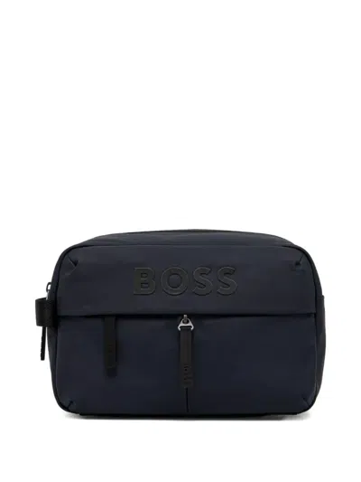 Hugo Boss Logo-embossed Wash Bag In Blue