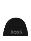 Hugo Boss Black Wool Blend Elios Beanie Hat In Black