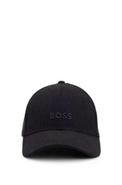 Hugo Boss Logo-embroidered Cap In Baby Corduroy In Black