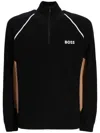 Hugo Boss Cotton-blend Sweater With Colour-blocking And Logo In 黑色