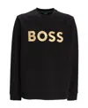 Hugo Boss Logo-embroidered Cotton-blend Sweatshirt In Black