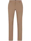 Hugo Boss Logo-embroidered Cotton-blend Tapered Trousers In Neutrals