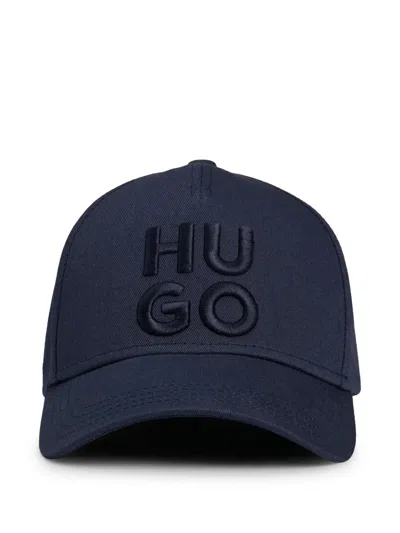 Hugo Boss Logo-embroidered Cotton Cap In Blue