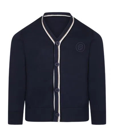 Hugo Boss Logo-embroidered Cotton Cardigan In Black