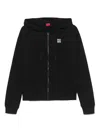 Hugo Boss Logo-embroidered Cotton Hoodie In Black