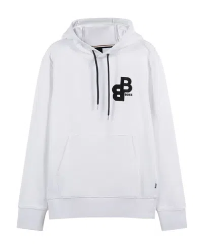 Hugo Boss Logo-embroidered Cotton Hoodie In Gold