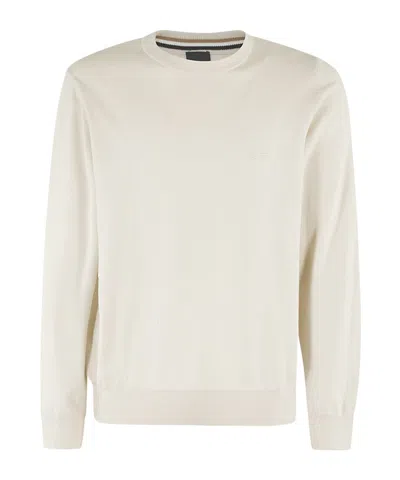 Hugo Boss Logo-embroidered Cotton Jumper In White
